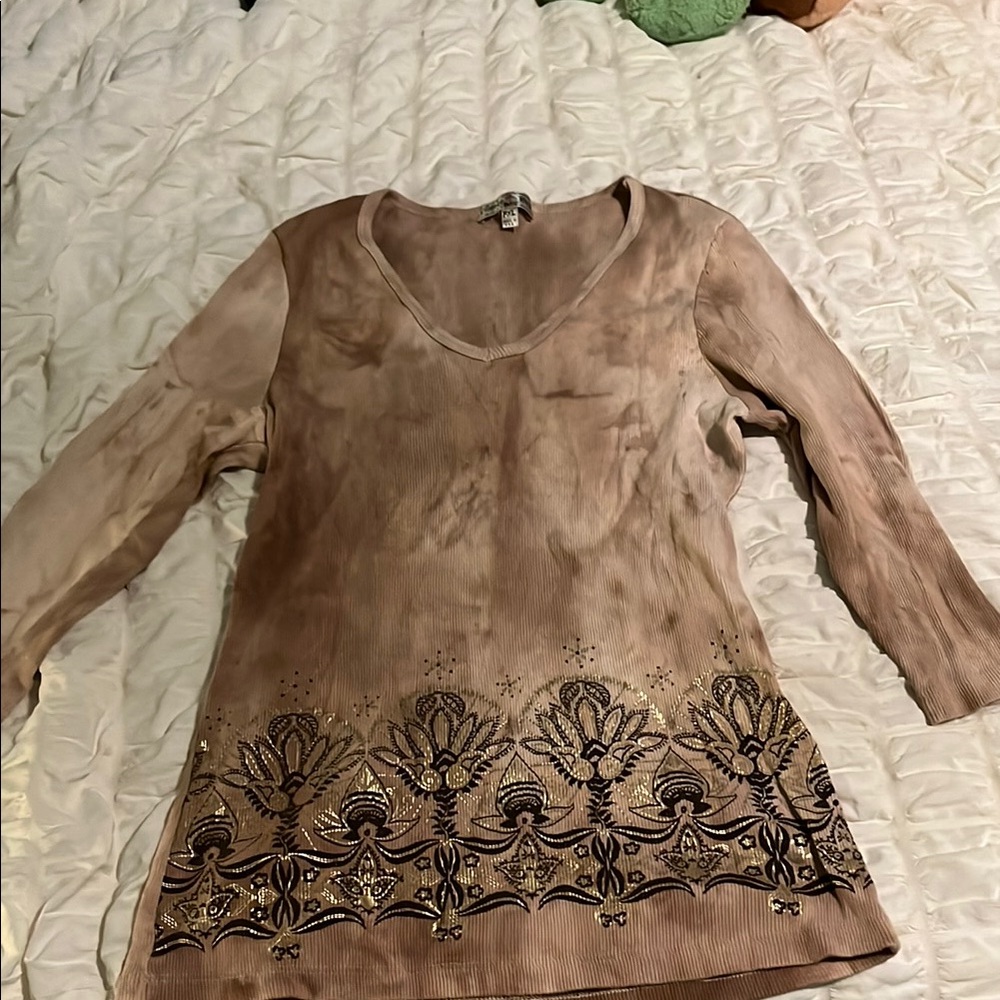 Vintage Elegant Beige Embroidered Women's Top